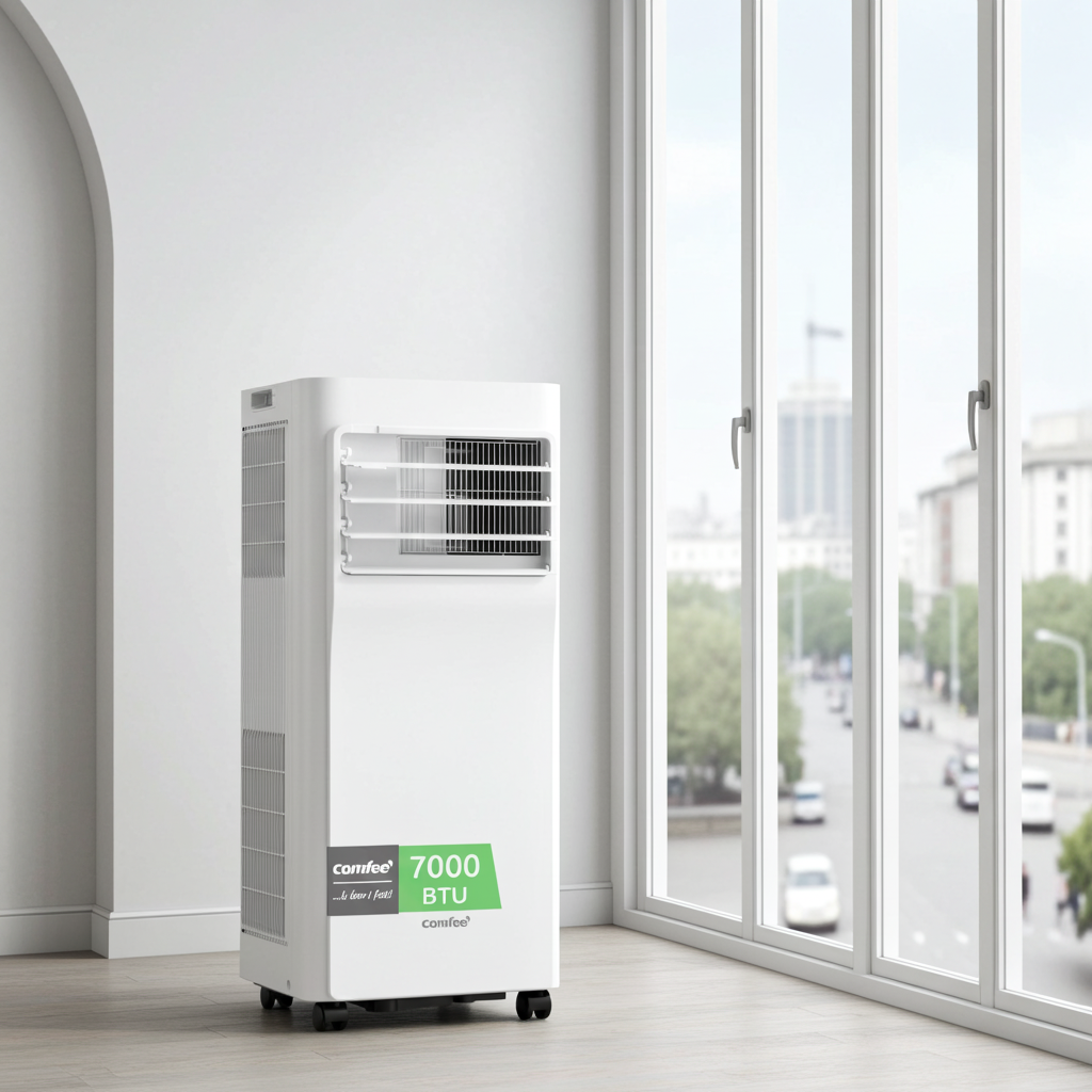 Comfee Mobiles Klimagerät Breezy Cool Pro 2.0,7000 BTU 2,0kW, Kühlen&Ventilieren&Entfeuchten,APP-Steuerung,Raumgröße bis 68m³(25㎡)，Mobile Klimaanlage mit Abluftschlauch,